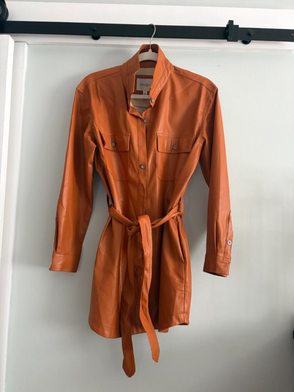 NWOT Jessica Simpson Women's Paula Belted Shacket (size M) in rust / adobe color